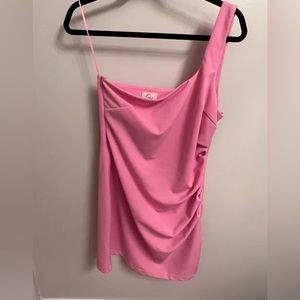 Pink One-Shoulder Dress